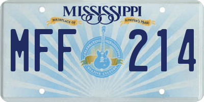 MS license plate MFF214