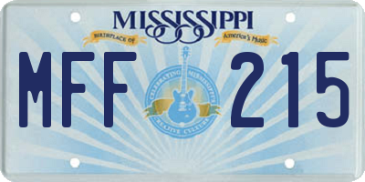 MS license plate MFF215