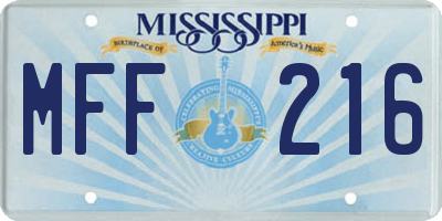 MS license plate MFF216