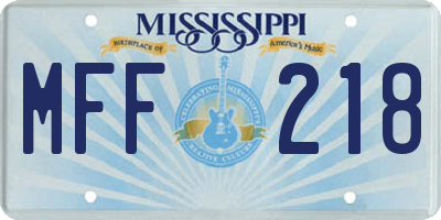 MS license plate MFF218