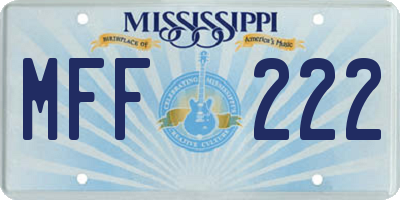 MS license plate MFF222