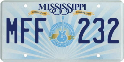 MS license plate MFF232