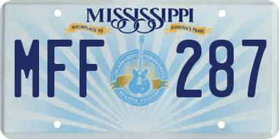 MS license plate MFF287