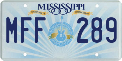 MS license plate MFF289