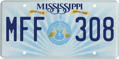 MS license plate MFF308