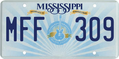 MS license plate MFF309