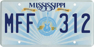 MS license plate MFF312