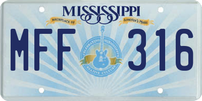 MS license plate MFF316