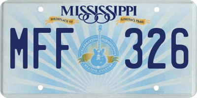 MS license plate MFF326