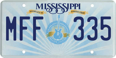 MS license plate MFF335