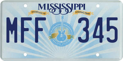 MS license plate MFF345