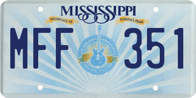 MS license plate MFF351
