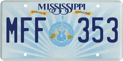 MS license plate MFF353