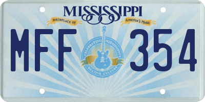 MS license plate MFF354