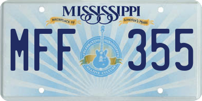 MS license plate MFF355