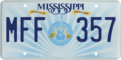 MS license plate MFF357