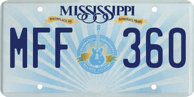 MS license plate MFF360