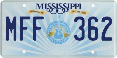 MS license plate MFF362