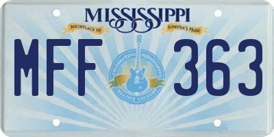 MS license plate MFF363