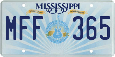 MS license plate MFF365