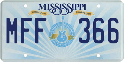 MS license plate MFF366