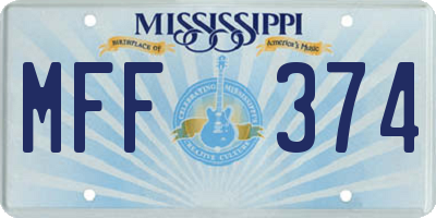 MS license plate MFF374
