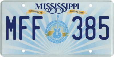MS license plate MFF385