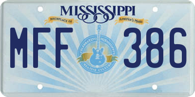 MS license plate MFF386