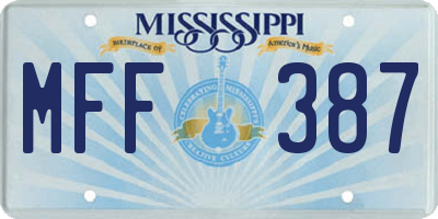 MS license plate MFF387