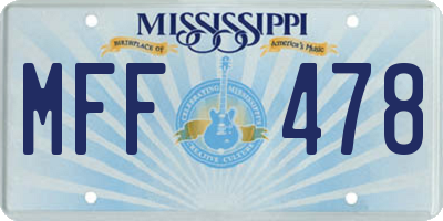 MS license plate MFF478