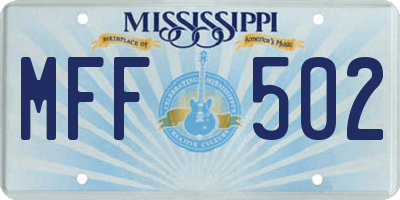 MS license plate MFF502