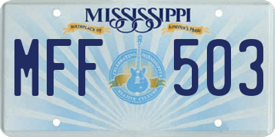 MS license plate MFF503