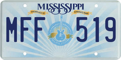MS license plate MFF519