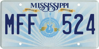 MS license plate MFF524