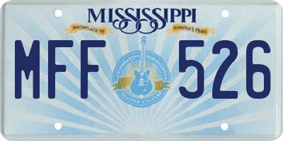 MS license plate MFF526