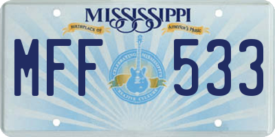 MS license plate MFF533