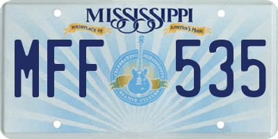 MS license plate MFF535