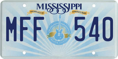 MS license plate MFF540