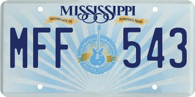 MS license plate MFF543