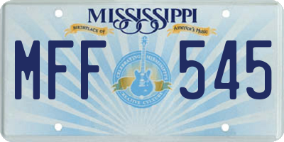 MS license plate MFF545