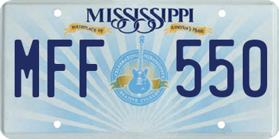 MS license plate MFF550
