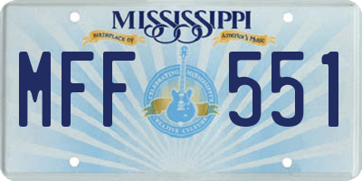 MS license plate MFF551