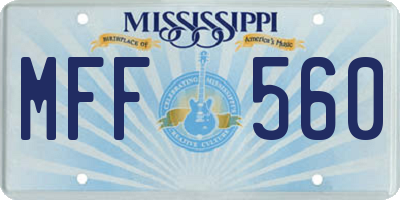 MS license plate MFF560