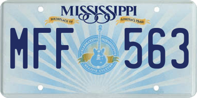 MS license plate MFF563