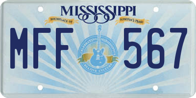 MS license plate MFF567