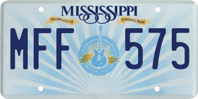 MS license plate MFF575