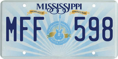 MS license plate MFF598