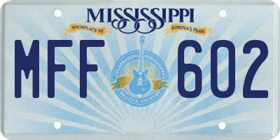 MS license plate MFF602