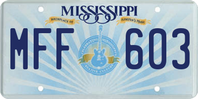 MS license plate MFF603