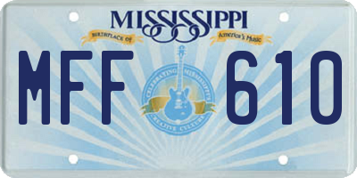 MS license plate MFF610